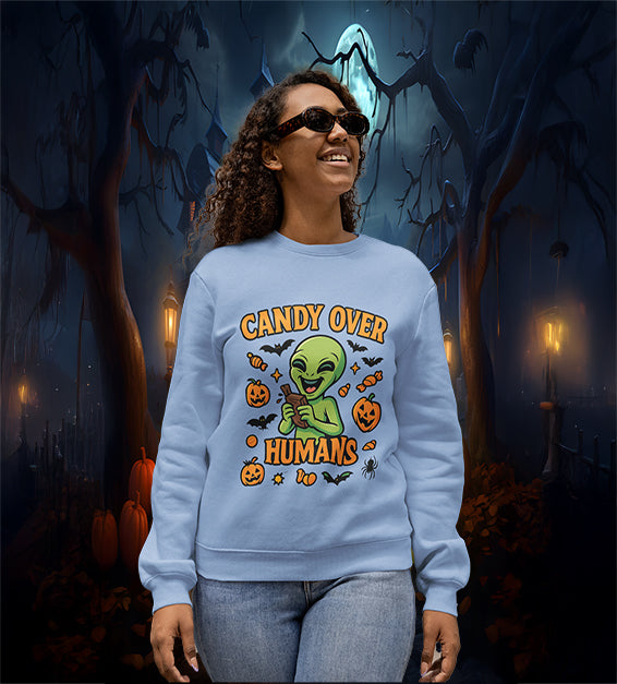 Candy Over Humans Halloween Alien Unisex Sweatshirt