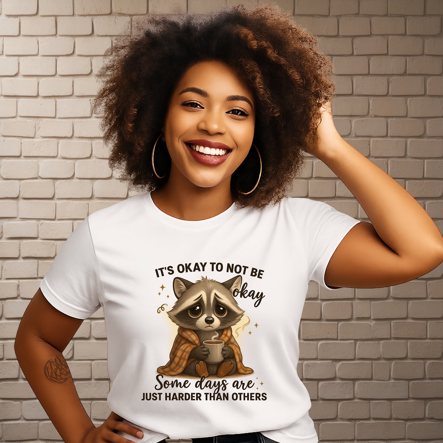 “It’s Okay to Not Be Okay” Tee - Cute Raccoon Mental Health T-Shirt