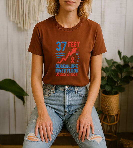 37 Feet Guadalupe River Flood Tribute T-Shirt – Texas July 2025 Commemorative Tee