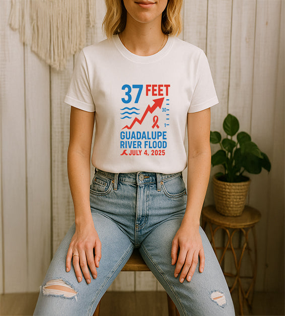 37 Feet Guadalupe River Flood Tribute T-Shirt – Texas July 2025 Commemorative Tee