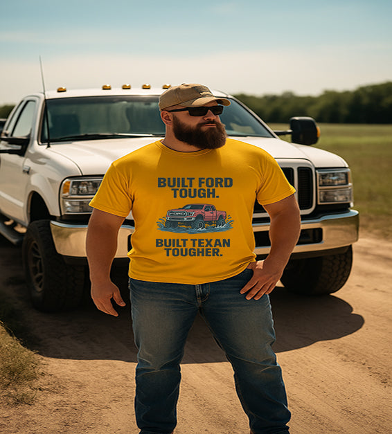 Built Texan Tough – Patriotic Ford Truck T-Shirt | Texas Flood 2025 Tribute Tee