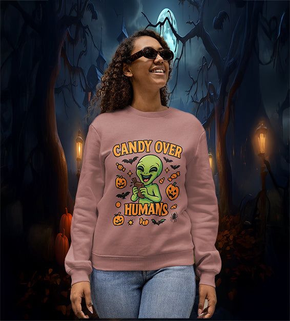 Candy Over Humans Halloween Alien Unisex Sweatshirt