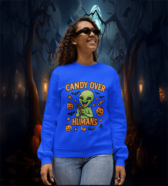Candy Over Humans Halloween Alien Unisex Sweatshirt