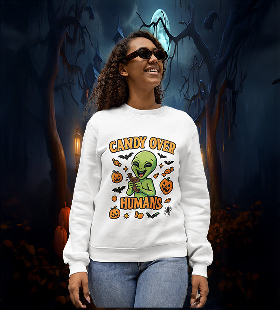 Candy Over Humans Halloween Alien Unisex Sweatshirt