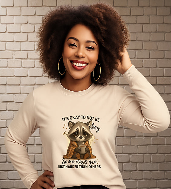 “It’s Okay to Not Be Okay” Tee - Cute Raccoon Mental Health T-Shirt