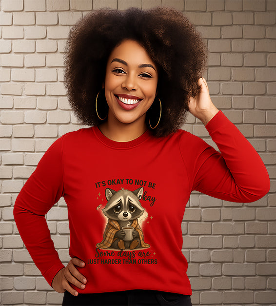 “It’s Okay to Not Be Okay” Tee - Cute Raccoon Mental Health T-Shirt