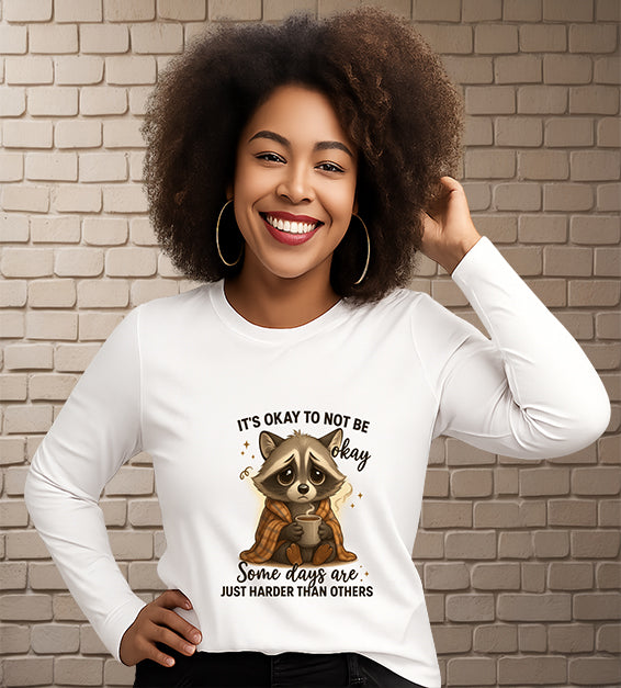 “It’s Okay to Not Be Okay” Tee - Cute Raccoon Mental Health T-Shirt