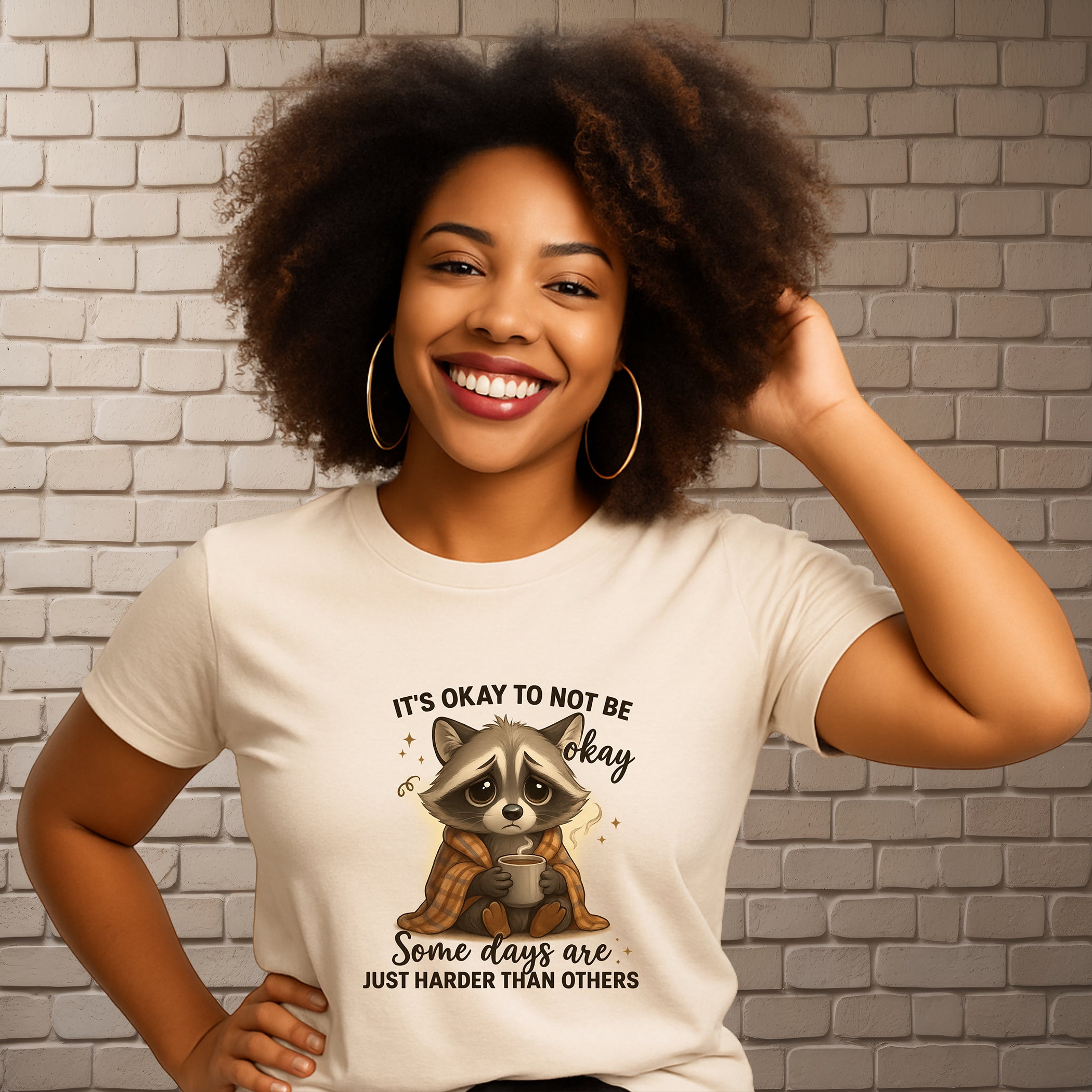 “It’s Okay to Not Be Okay” Tee - Cute Raccoon Mental Health T-Shirt