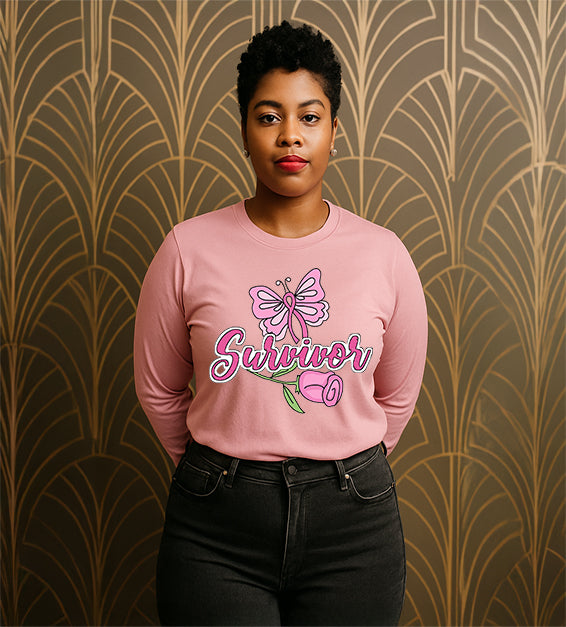 Pink Butterfly Survivor Awareness Tee