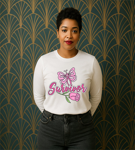 Pink Butterfly Survivor Awareness Tee