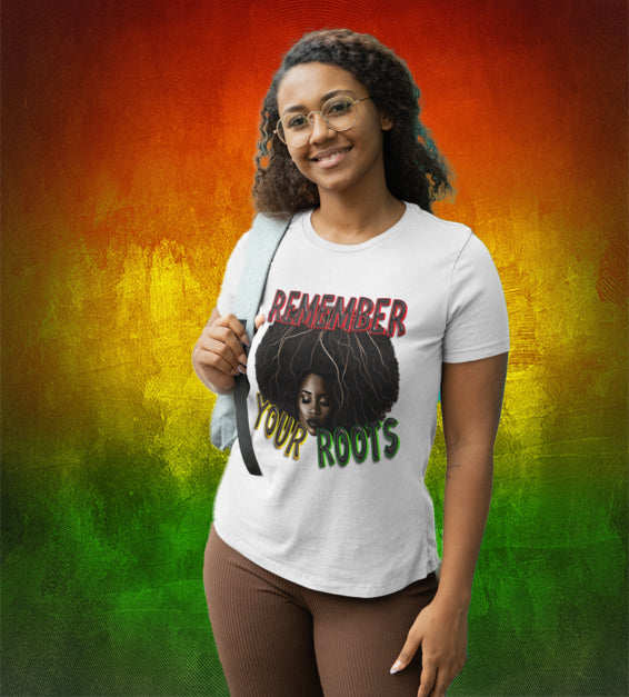 Remember Your Roots – Afrocentric Heritage T-Shirt for Women | Cultural Pride Tee