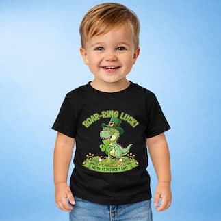 Roar-Ring Luck Toddler St Patrick’s Day Shirt | Cute Dinosaur Clover Kids Tee